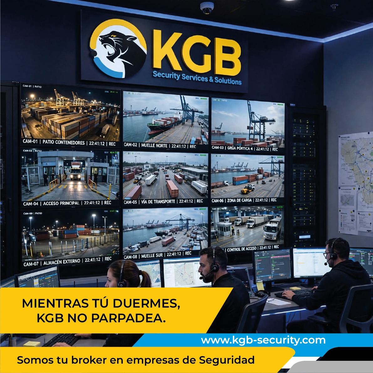 Operadores de KGB supervisan cámaras y zonas logísticas